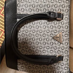 GUESS Monogram Black and Gray Satchel